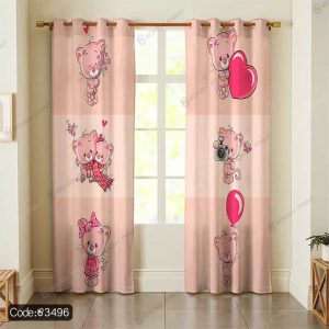 پرده پانچ خرس صورتی کد 3496