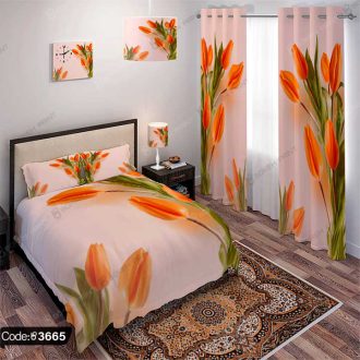ست اتاق خواب گل لاله نارنجی کد 3665