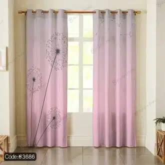 پرده طرح قاصدک صورتی کد 3686