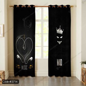 پرده پانچ قلب مشکی کد 3714