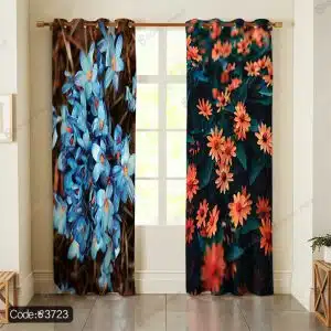پرده پانچ گل نارنجی کد 3723