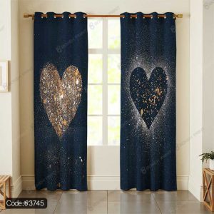 پرده پانچ قلب مشکی طلایی کد 3745