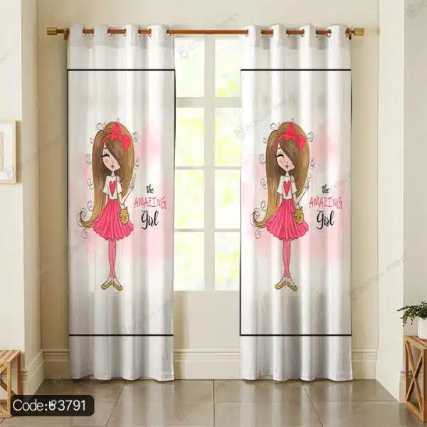 پرده طرح دخترخجالتی کد 3791