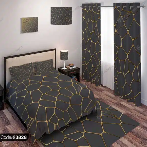 ست اتاق خواب سه بعدی طلایی کد 3828