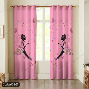 پرده طرح دختر و پروانه کد 3867