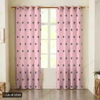 پرده پانچی ستاره صورتی کد 3898