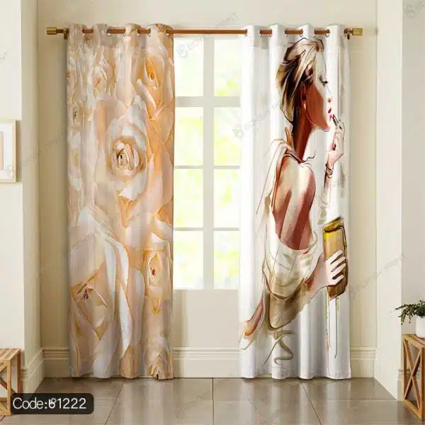 پرده چاپی فشن گل و زن کد 1222