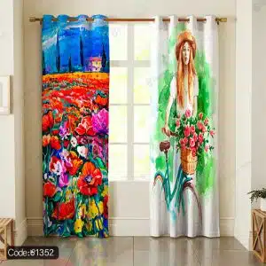 پرده چاپی ابرنگی گل کد 1352