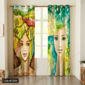 پرده چاپی آبرنگی چهره زن کد 1384
