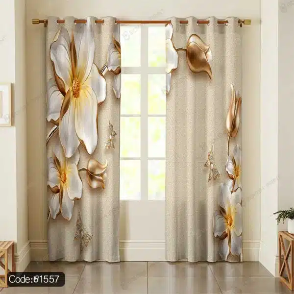 پرده پانچ گل سه بعدی کد 1557