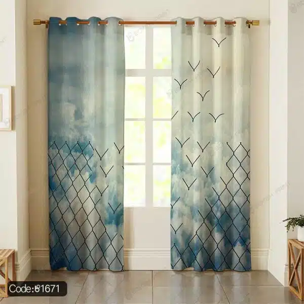 پرده چاپی آسمان و پرنده کد 1671