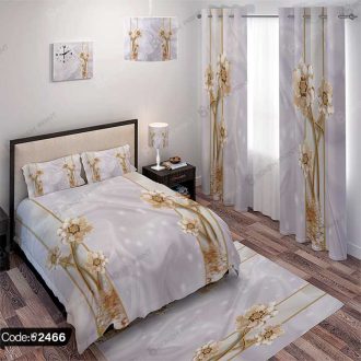 ست اتاق خواب گل طلایی کد 2466