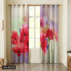 پرده پانچ گل آبرنگی کد 2530