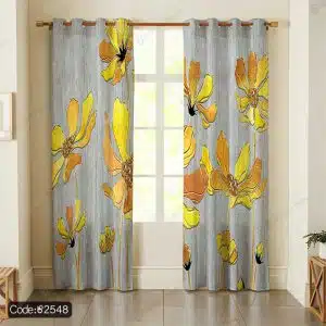 پرده چاپی گل زرد کد 2548