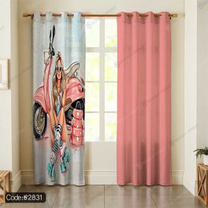 پرده چاپی دختر و موتور کد 2831