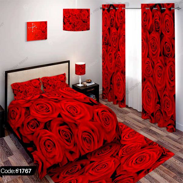 ست اتاق خواب گل رز قرمز کد 1767