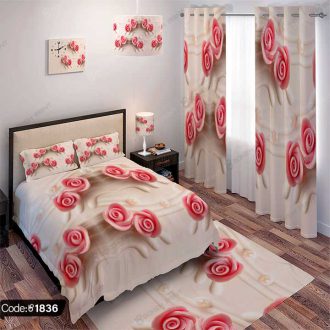 ست اتاق خواب سه بعدی گل رز کد 1836