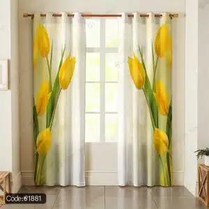 پرده چاپی گل زرد کد 1881