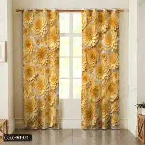 پرده پانچ گل زرد کد 1971