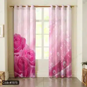 پرده پانچ آبرنگی گل صورتی کد 1975