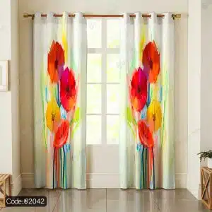 پرده پانچ آبرنگی گل کد 2042