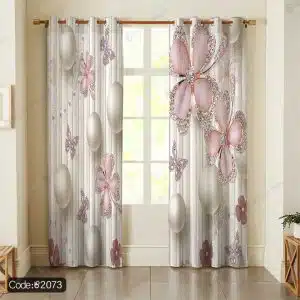 پرده چاپی آبرنگی گل کد 2073