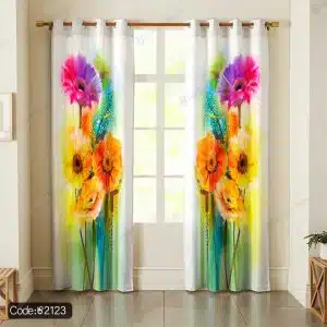 پرده پانچ آبرنگی گل کد 2123