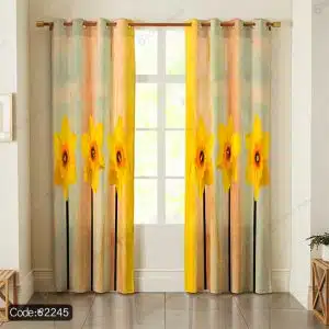پرده پانچ گل زرد کد 2245