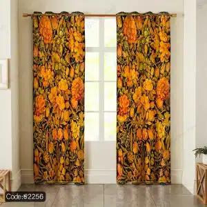 پرده چاپی گل نارنجی کد 2256