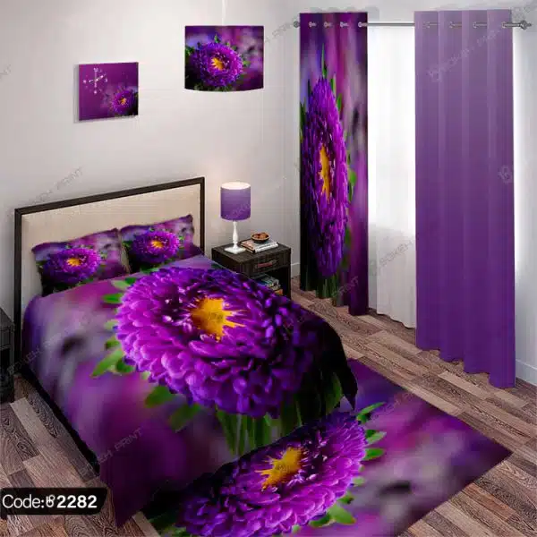 ست اتاق خواب گل بنفش کد 2282