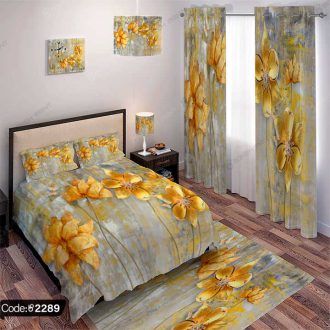 ست اتاق خواب نقاشی گل طلایی کد 2289