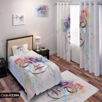 ست اتاق خواب نقاشی دختر و پروانه کد 2394