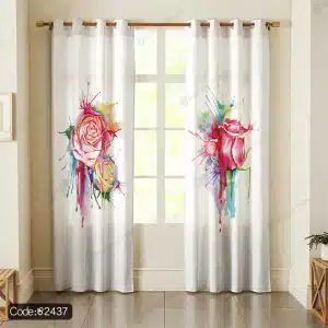 پرده چاپی گل آبرنگی کد 2437