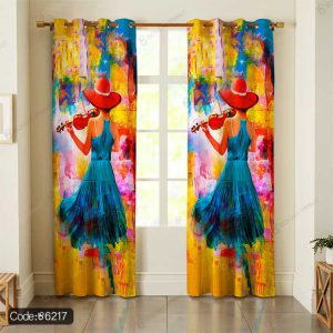 پرده پانچ آبرنگی دختر و ویولن کد 6217