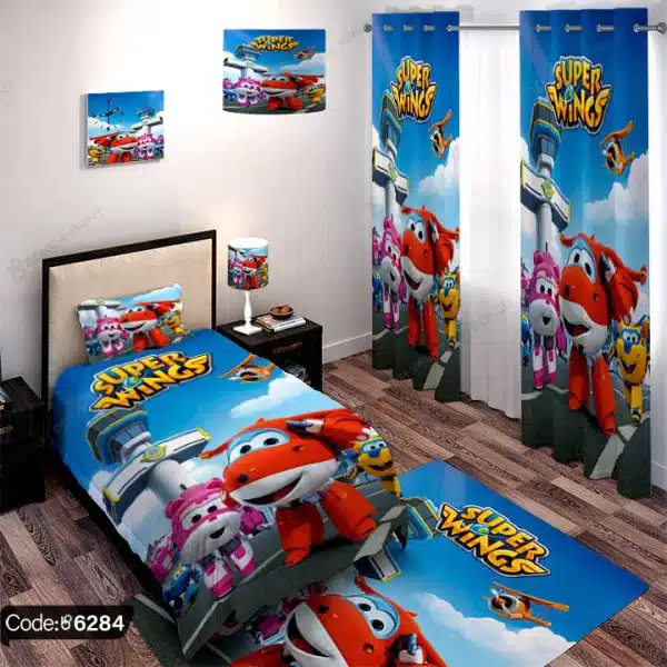 ست اتاق خواب انیمیشن سوپر پرنده‌ها کد 6284 با طراحی شاد و رنگارنگ، فضای اتاق شما را به یک دنیای جذاب و سرگرم‌کننده تبدیل می‌کند.