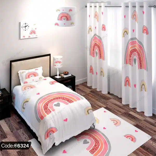 ست اتاق خواب رنگین کمان با طراحی شاد و جذاب برای دکوراسیون اتاق‌های کودکانه.