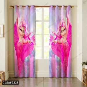 پرده طرح فروزن کد 6328 با شخصیت‌های انیمیشن فروزن برای دکوراسیون اتاق کودک