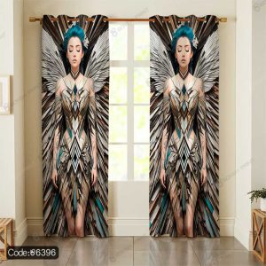 پرده سه بعدی با طرح چهره زن: جلوه‌ای هنری و منحصر به فرد در دکوراسیون داخلی