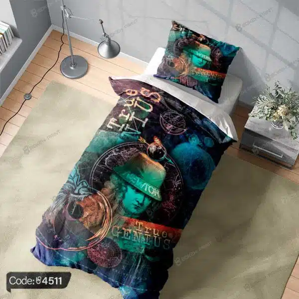 "روتختی طرح نقاشی گرافیکی کد 4511 با طراحی هنری و مدرن، اتاق خواب شما را به فضایی شیک و هنری تبدیل می‌کند."