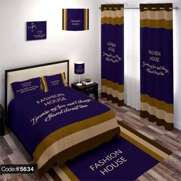 "ست اتاق خواب اکسسوری طرح رنگی ساده کد 5634 با طراحی شیک و رنگ‌های جذاب، مناسب برای دکوراسیون مدرن و رنگارنگ اتاق خواب."