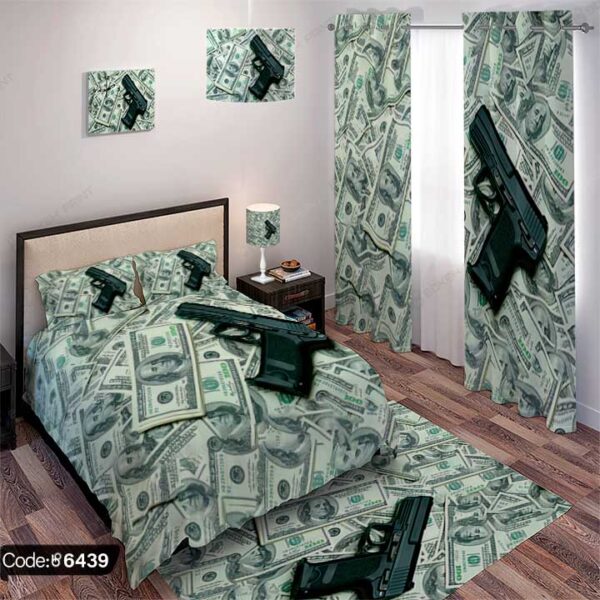 ست اتاق خواب اکسسوری طرح دلار و اسلحه کد 6439