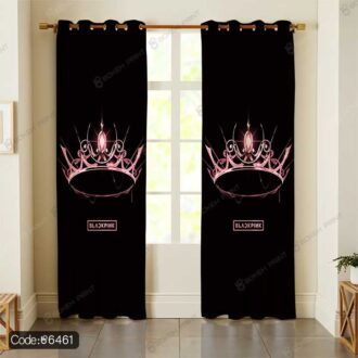 پرده طرح تاج بلک پینک Black Pink کد 6461 با طراحی مدرن و خاص برای طرفداران گروه موسیقی بلک پینک