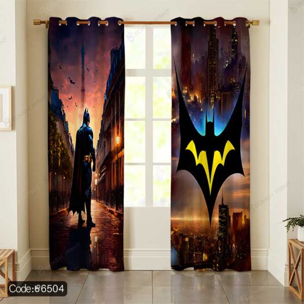 پرده طرح بتمن Batman کد 6504، مناسب اتاق کودک و نوجوان با طراحی مدرن و خاص