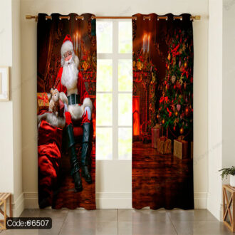 پرده طرح بابانوئل Santa Claus کد 6507، مناسب دکوراسیون اتاق خواب در فصل کریسمس