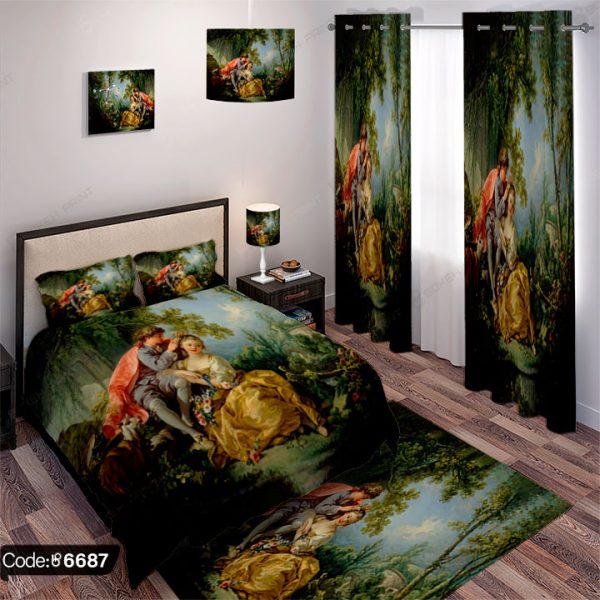 ست اتاق خواب اکسسوری طرح فرانسوی کد 6687، مجموعه‌ای کامل با طراحی لوکس و کلاسیک به سبک فرانسوی