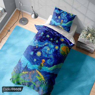 "روتختی طرح ون‌گوگ شازده کوچولو کد 6609 با ترکیبی از هنر و ادبیات، مناسب برای دکوراسیون خاص اتاق خواب"