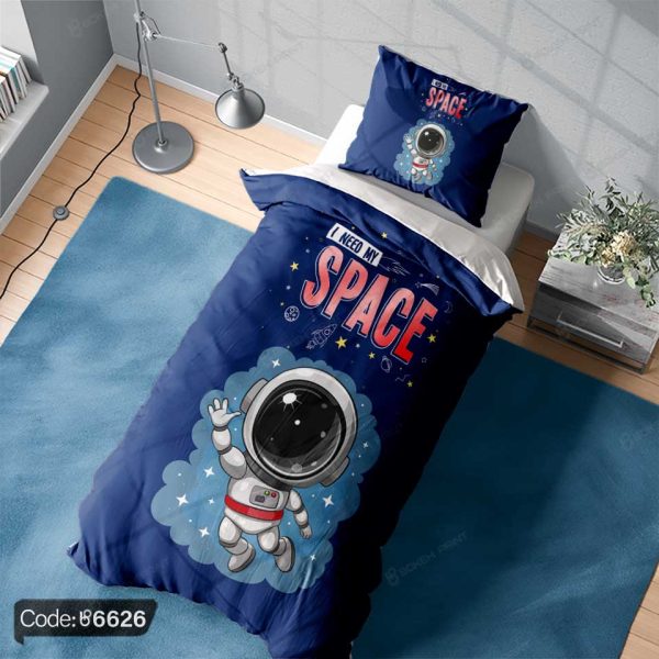 "روتختی کودکانه با طرح فضانورد و کهکشان، مناسب اتاق پسرانه، طراحی فانتزی برای کودکان عاشق فضا و سفرهای ماورایی."