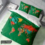 "روتختی طرح نقشه جهان کد 6637، طراحی خاص و مدرن با رنگ‌های جذاب برای اتاق خواب شما."