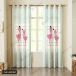 پرده سه‌بعدی فلامینگو با چاپ دیجیتال و رنگ‌های زنده – مدل 6566، مناسب برای دکوراسیون اتاق خواب با تم فانتزی