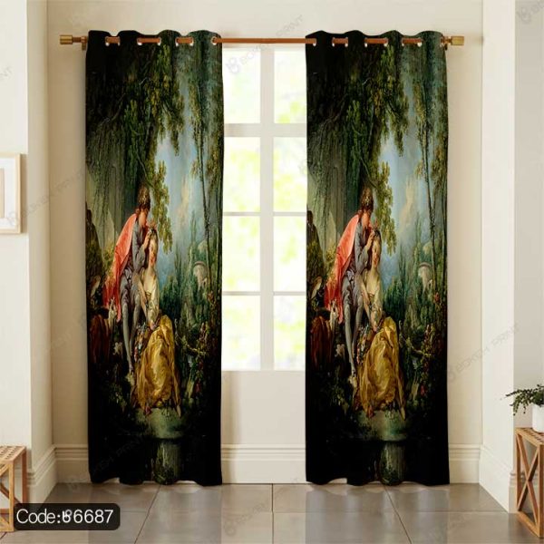 پرده طرح فرانسوی کد 6687، طراحی کلاسیک و شیک با الهام از معماری و هنر فرانسه، مناسب دکوراسیون‌های لوکس